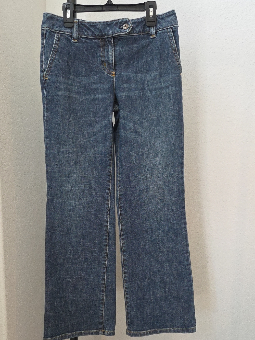 Ann Taylor Margo Waist Mid Rise Women's Dark Blue Wide Leg Cut Jeans Wide Leg 4P
